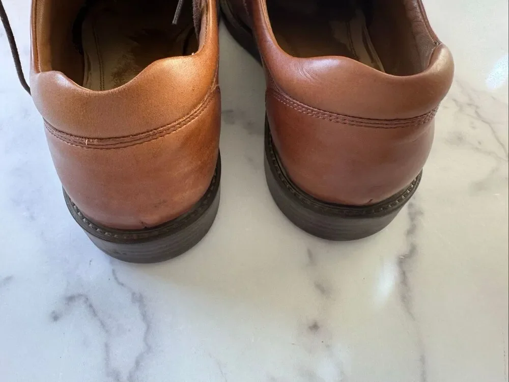 Johnston & Murphy men’s size 11 brown loafers dressy lace up shoes square rounde